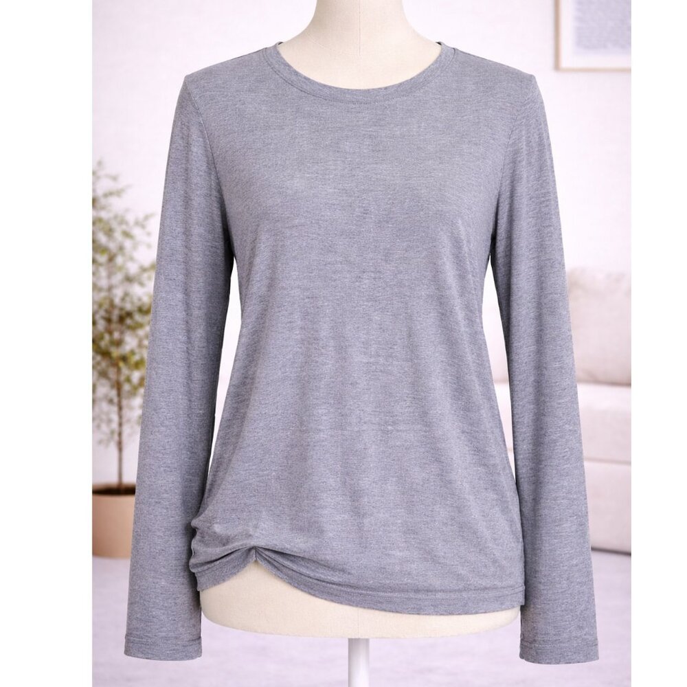 Madewell‎ Scoopneck Long Sleeve Top Medium Heathered Gray Cotton Pre-Owned